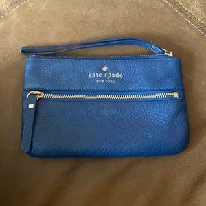 KATE SPADE blue leather wristlet